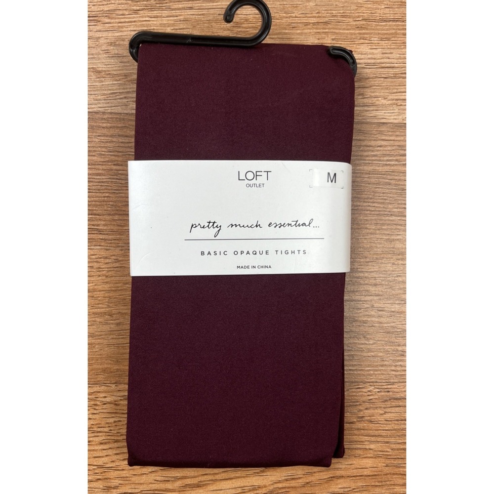 Loft Outlet Pretty Much Essential Basic Opaque Tights Burgundy Medium NEW